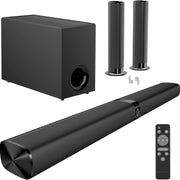 Sound Bar for Smart TV, 110W Sound Bar with Subwoofer, Bluetooth Soundbar for TV with Deep Bass & Volume Boost & 3 Equalizer Modes, Arc/Opt/Aux, 2 in 1 Detachable TV Sound Bar, Black