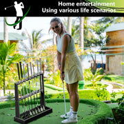 Wooden Golf Club Holder Stand - Organizer for 8 Clubs & 11 Balls Storage