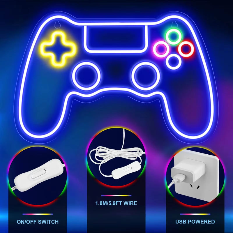 Gamer Neon Sign Game Controller LED Neon Light Sign for Party Man Cave Room Decor Best Gamer Gifts for Boys Kids Night Light