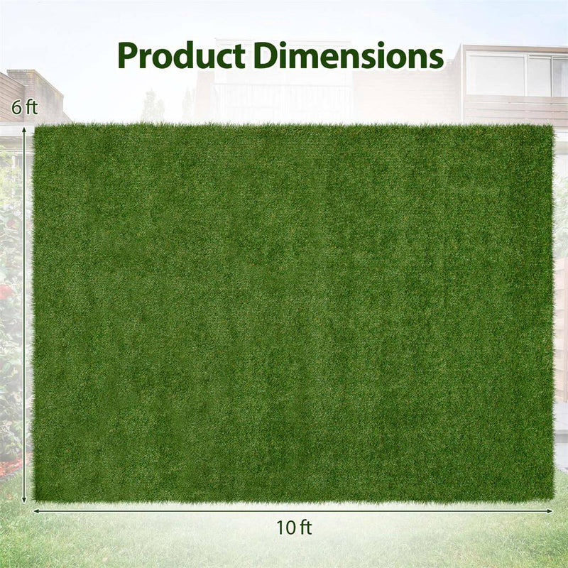 6 Ft. X 10 Ft. Green Artificial Grass Turf with Drainage Holes Nonslip Bottom 80 OZ Heavy
