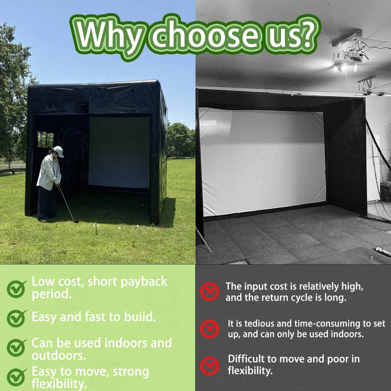 Portable Inflatable Golf Simulator Set - 13X10Ft Dual - Use (Indoor & Outdoor) Golf Practice Swing System with Inflatable Tent & Pump